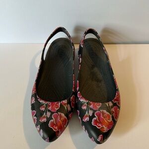 Crocs floral sling back flats W9 like new